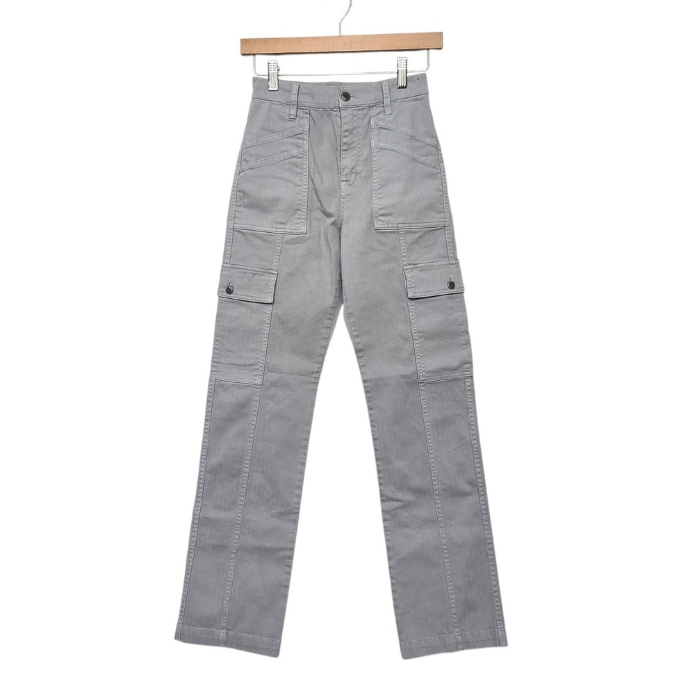 Madewell 90s Straight Cargo Pants Gray Herringbone High Rise Size 23 Utility